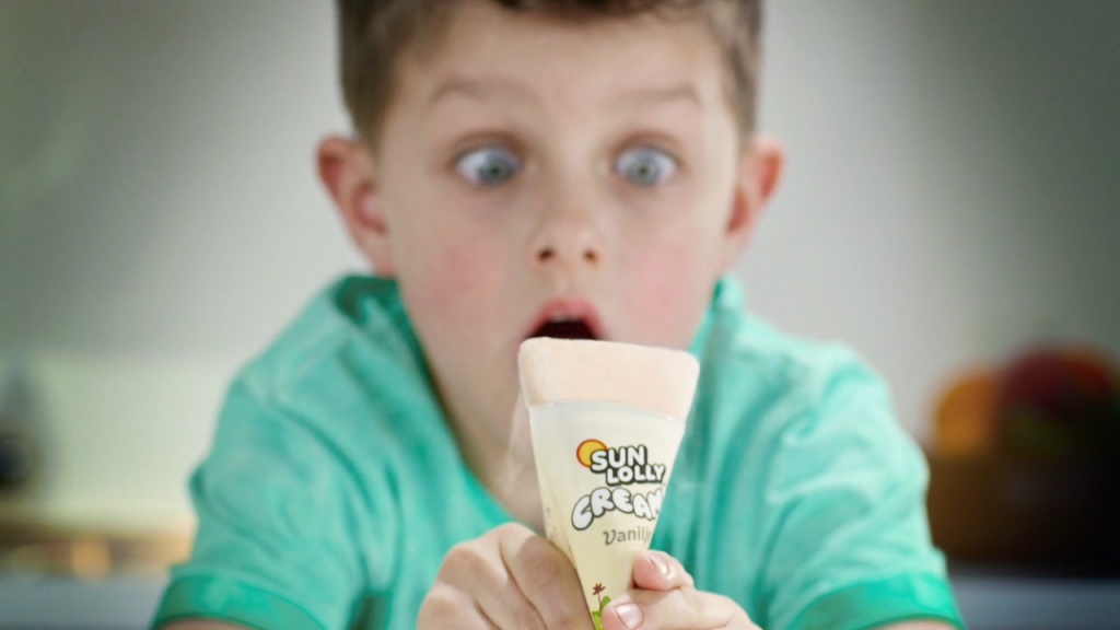 Studio production and post production of a TV commercial and promotional spot for Sun Lolly Creamy ice cream